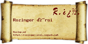 Rozinger Örsi névjegykártya